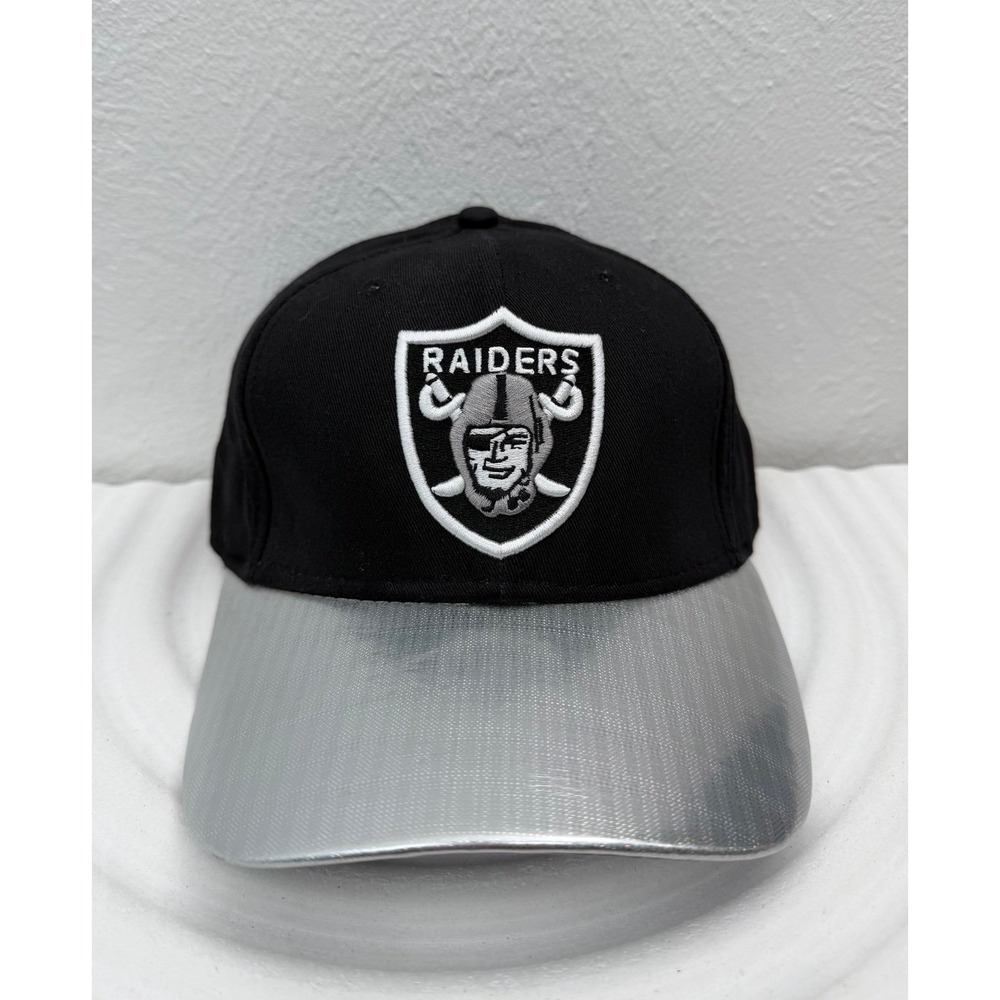 Raiders‎ Mitchell & Ness Vintage NFL Snapback Hat Black Silver Chrome New